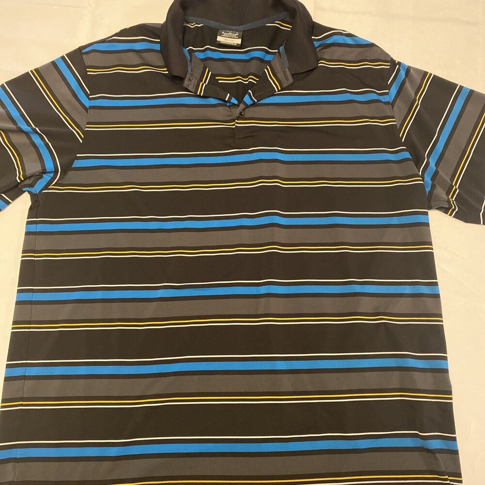 Nike Golf Fit Dry Polo Shirt Adult Mens XL Blue Striped Short Sleeve